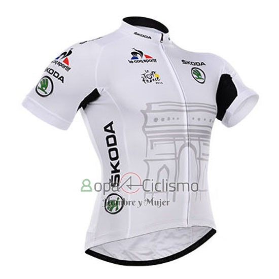 Tour DE Francia Ropa Ciclismo Culotte Corto 2015 Hombre Mangas Cortas Blanco
